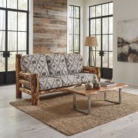 Rustic Sofa: Some lifestyle images are created with AI for visualization purposes. Crafted from natural solid wood, each piece is unique and will vary.