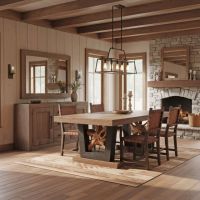 Artisan Harvest Table With Teak Wheel Base