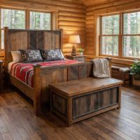 Rustic Blanket Chest: Some lifestyle images are created with AI for visualization purposes. Crafted from natural solid wood, each piece is unique and will vary.