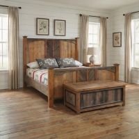 Barnwood Blanket Chest: Some lifestyle images are created with AI for visualization purposes. Crafted from natural solid wood, each piece is unique and will vary.