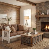 Barnwood Chest: Some lifestyle images are created with AI for visualization purposes. Crafted from natural solid wood, each piece is unique and will vary.