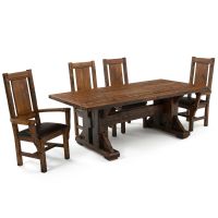 Timber Haven Rustic Barnwood Dining Table Set - Antique Barnwood Finish
