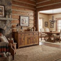 Barn Wood Sideboard: Some lifestyle images are created with AI for visualization purposes. Crafted from natural solid wood, each piece is unique and will vary.