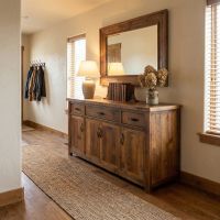 Timber Frame Sideboard: Some lifestyle images are created with AI for visualization purposes. Crafted from natural solid wood, each piece is unique and will vary.