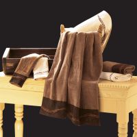 Optional Embroidered Barbwire 3 PC Towel Set in Mocha or Cream