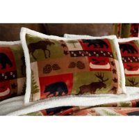 Patchwork Lodge Plush Sherpa Comforter Set