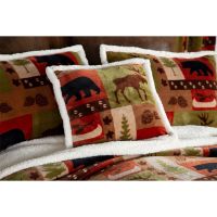 Patchwork Lodge Plush Sherpa Comforter Set