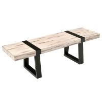 Urban Rustic Elongated Mahogany Coffee Table - Antique Distressed White Mahogany