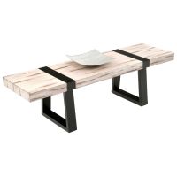 Urban Rustic Elongated Mahogany Coffee Table - Antique Distressed White Mahogany