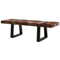 Urban Rustic Elongated Mahogany Coffee Table - Natural Rough Reclaimed Wood