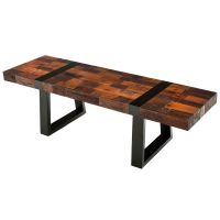 Urban Rustic Elongated Mahogany Coffee Table - Natural Rough Reclaimed Wood
