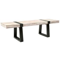 Urban Rustic Elongated Mahogany Coffee Table - Antique Distressed White Mahogany