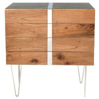 Urban Rustic Mahogany Hairpin Four Drawer Chest - Golden Walnut & Ebony Mahogany