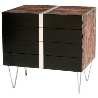Urban Rustic Mahogany Hairpin Four Drawer Chest - Reclaimed Wood