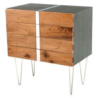 Urban Rustic Mahogany Hairpin Four Drawer Chest - Golden Walnut & Ebony Mahogany