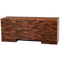 Urban Rustic Raw Wood 4 Door TV Stand