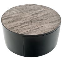 Urban Rustic Reclaimed Wood 1 Drawer Round Coffee Table - Urban Graphite Reclaimed Wood