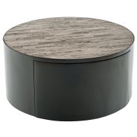 Urban Rustic Reclaimed Wood 1 Drawer Round Coffee Table - Urban Graphite Reclaimed Wood
