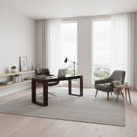 2 Drawer Rustic Desk: Some lifestyle images are created with AI for visualization purposes. Crafted from natural solid wood, each piece is unique and will vary.