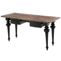 36" High Vintage Desk shown with two drawers in Antique Black