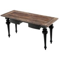 36" High Vintage Desk shown with two drawers in Antique Black