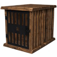 Rustic Valley Dog Crate End Table in Vintage Whiskey Finish