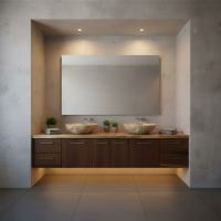 Modern Rustic Vanity: Some lifestyle images are created with AI for visualization purposes. Crafted from natural solid wood, each piece is unique and will vary.