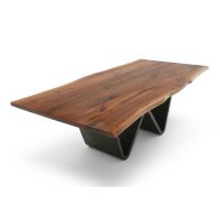 Black Walnut Top in Clear Finish, Shown with a Live Edge