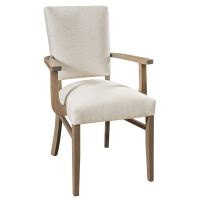 Warner Modern Upholstered Dining Arm Chair - Almond Finish - Canvas Fabric Upholstery