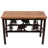 Iron Mountain Rustic Black Bear Bench