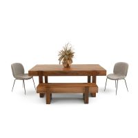 Modern Elegant Dining Table - with Golden Walnut Base in Clear Finish