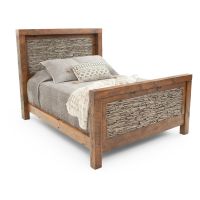 Weathered Faux Stacked-Stone Barnwood Bed