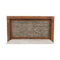 Weathered Faux Stacked-Stone Barnwood Bed
