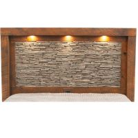 Weathered Faux Stacked-Stone Barnwood Bed, Shown with Downlight