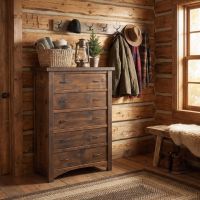 Rustic Chest Of Drawers: Some lifestyle images are created with AI for visualization purposes. Crafted from natural solid wood, each piece is unique and will vary.