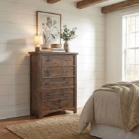 Rustic Chest Of Drawers: Some lifestyle images are created with AI for visualization purposes. Crafted from natural solid wood, each piece is unique and will vary.