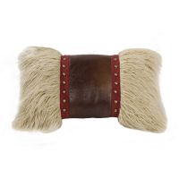 Mongolian Fur Pillow with Leather and studs