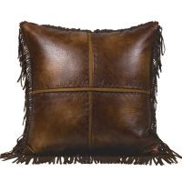Austin Cross Stitched Faux Leather Throw Pillow