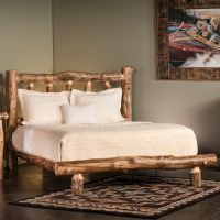 Aspen Log Headboard--Clear finish, Light aspen, Standard logs, Standard corner log posts, Log frame