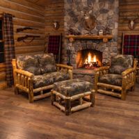 Log Ottoman: Some lifestyle images are created with AI for visualization purposes. Crafted from natural solid wood, each piece is unique and will vary.