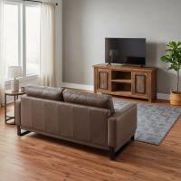 Barn Wood Entertainment Center: Some lifestyle images are created with AI for visualization purposes. Crafted from natural solid wood, each piece is unique and will vary.