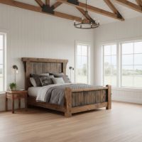 Rustic Bed: Some lifestyle images are created with AI for visualization purposes. Crafted from natural solid wood, each piece is unique and will vary.