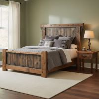 Barnwood Bed: Some lifestyle images are created with AI for visualization purposes. Crafted from natural solid wood, each piece is unique and will vary.