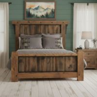 Panel Bed: Some lifestyle images are created with AI for visualization purposes. Crafted from natural solid wood, each piece is unique and will vary.