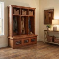 Barnwood Wall Coat Rack: Some lifestyle images are created with AI for visualization purposes. Crafted from natural solid wood, each piece is unique and will vary.