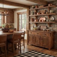 Barn Wood Buffet: Some lifestyle images are created with AI for visualization purposes. Crafted from natural solid wood, each piece is unique and will vary.