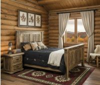 Rough-Cut Pine Wood Bed: Some lifestyle images are created with AI for visualization purposes. Crafted from natural solid wood, each piece is unique and will vary.