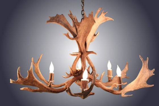 6 Light Fallow Antler Chandelier