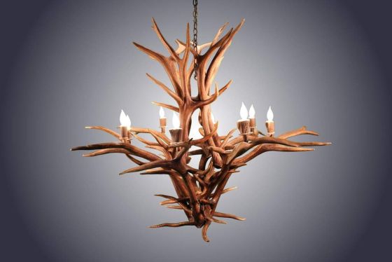 8 Light Inverted Elk Antler Chandelier