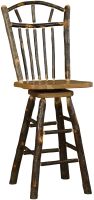 Rustic Hickory Swivel Wagon Wheel Barstool